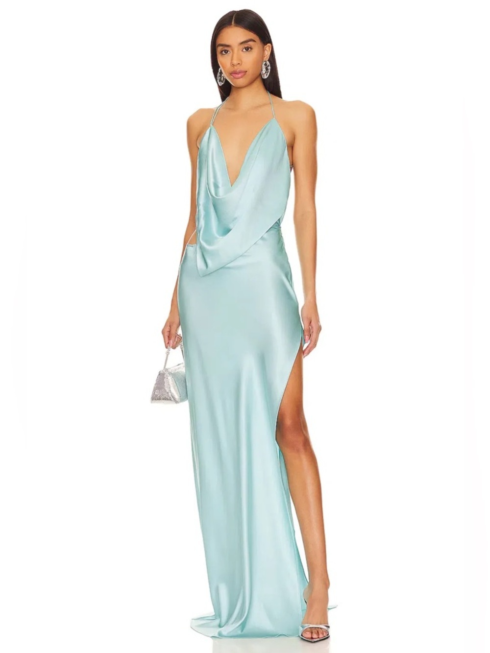 Michael Lo Sordo Iced Bias Maxi Dress Blue Size 8 — image 2 of 8